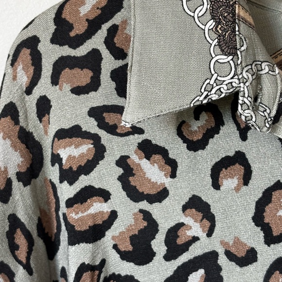 NWT Tribal LS Blouse Sage Leopard Chain in XL 16. NEW Business Casual - Picture 8 of 11